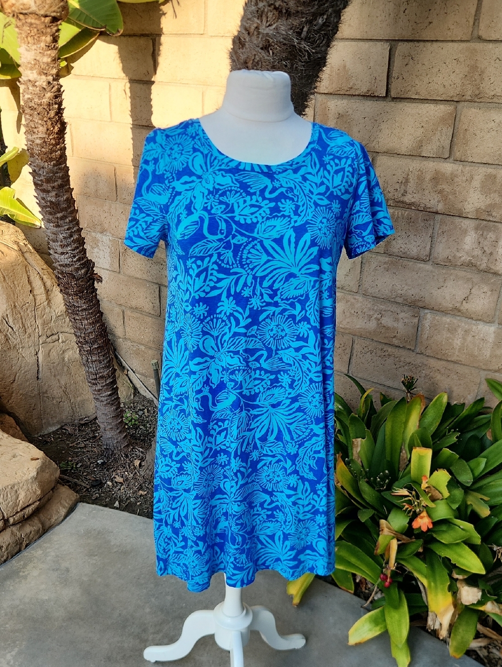 Lily Pulitzer Martinique Blue Jungle Oasis Jody Shirt Dress Pima Cotton Medium